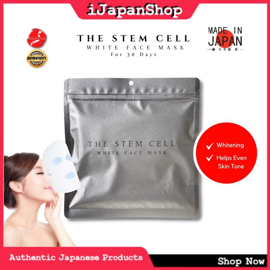 The Stem Cell Facial Mask 30 Sheets Whitening Moisturizing Anti-Aging Face Mask Made in Japan